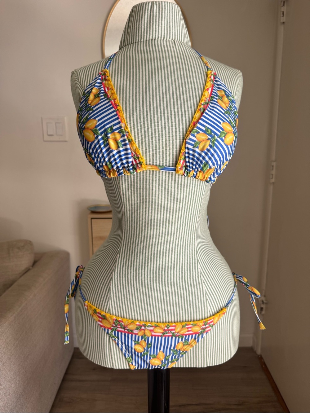Antica Sartoria Positano lemon print bikini set